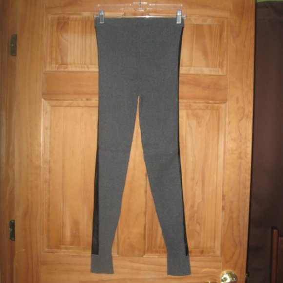 Victoria's Secret Gray Leggings with Pleather Stripes - Picture 3 of 5